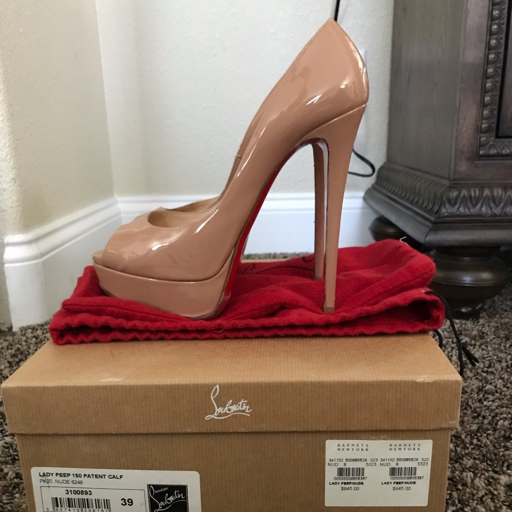 Christian Louboutin lady peep toe pump 150mm nude